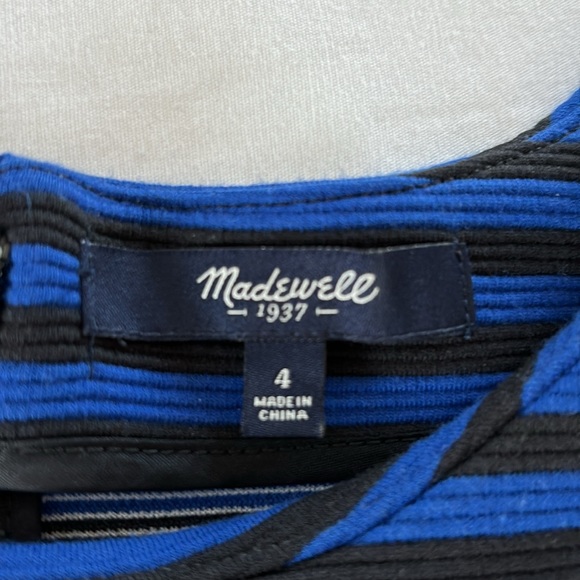 Madewell Striped Gallerist Dress Size 4 Black and Navy - Picture 6 of 11